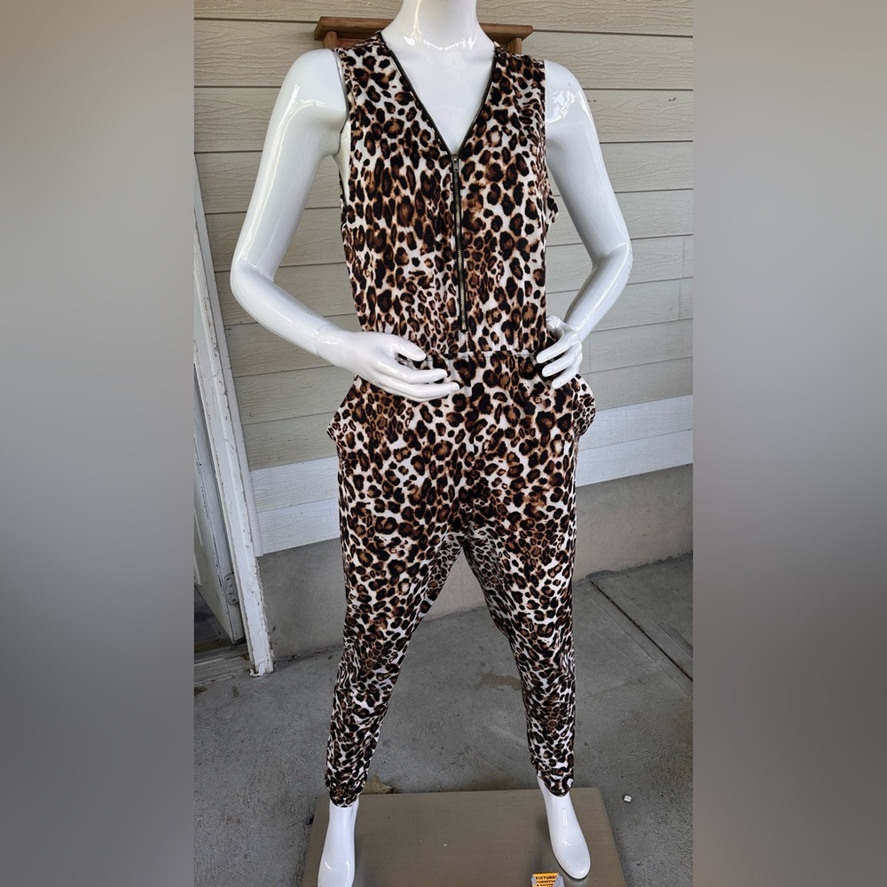 Espresso Brown and Black Leopard Print Jumpsuit